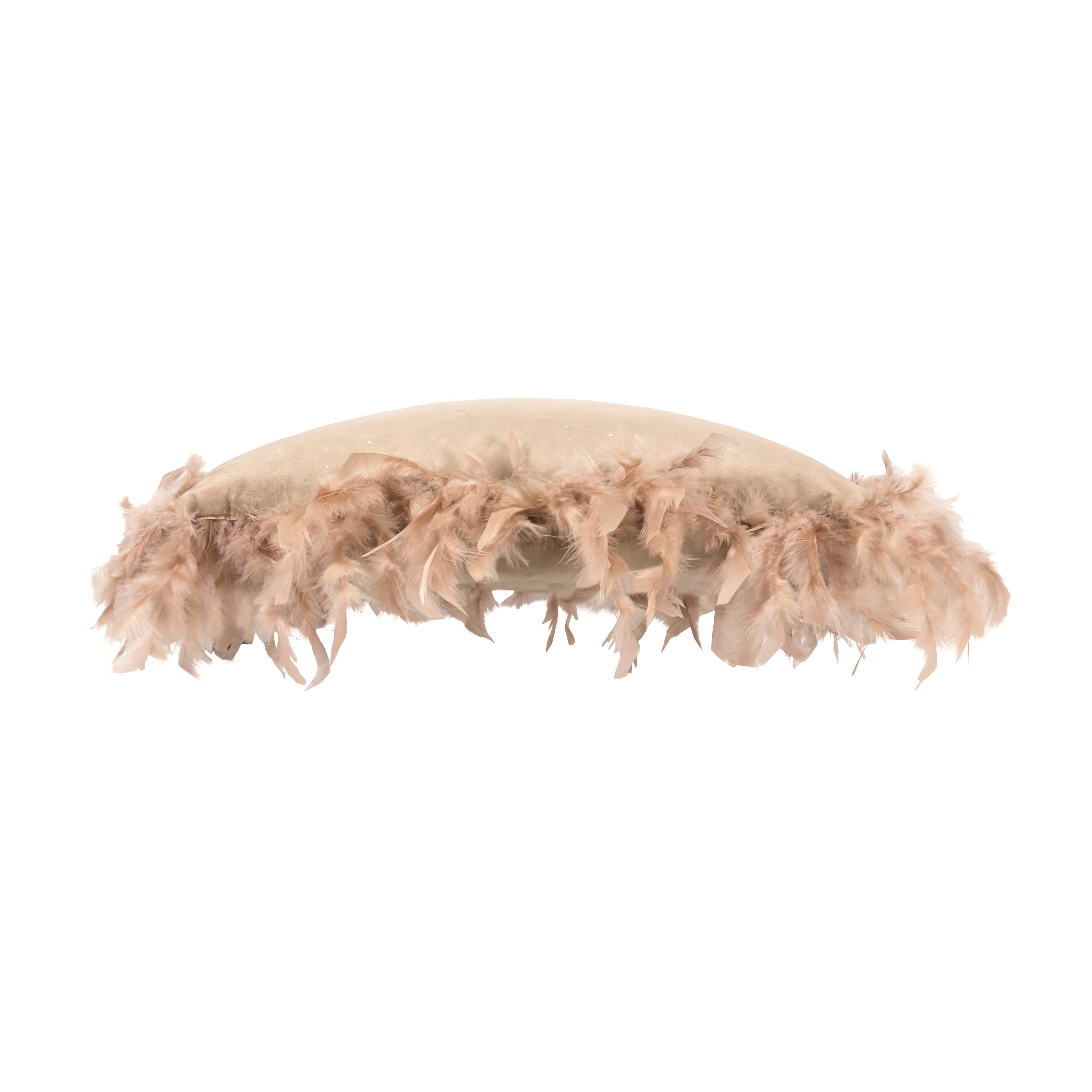 Rica Beige Feather Velvet Pillow