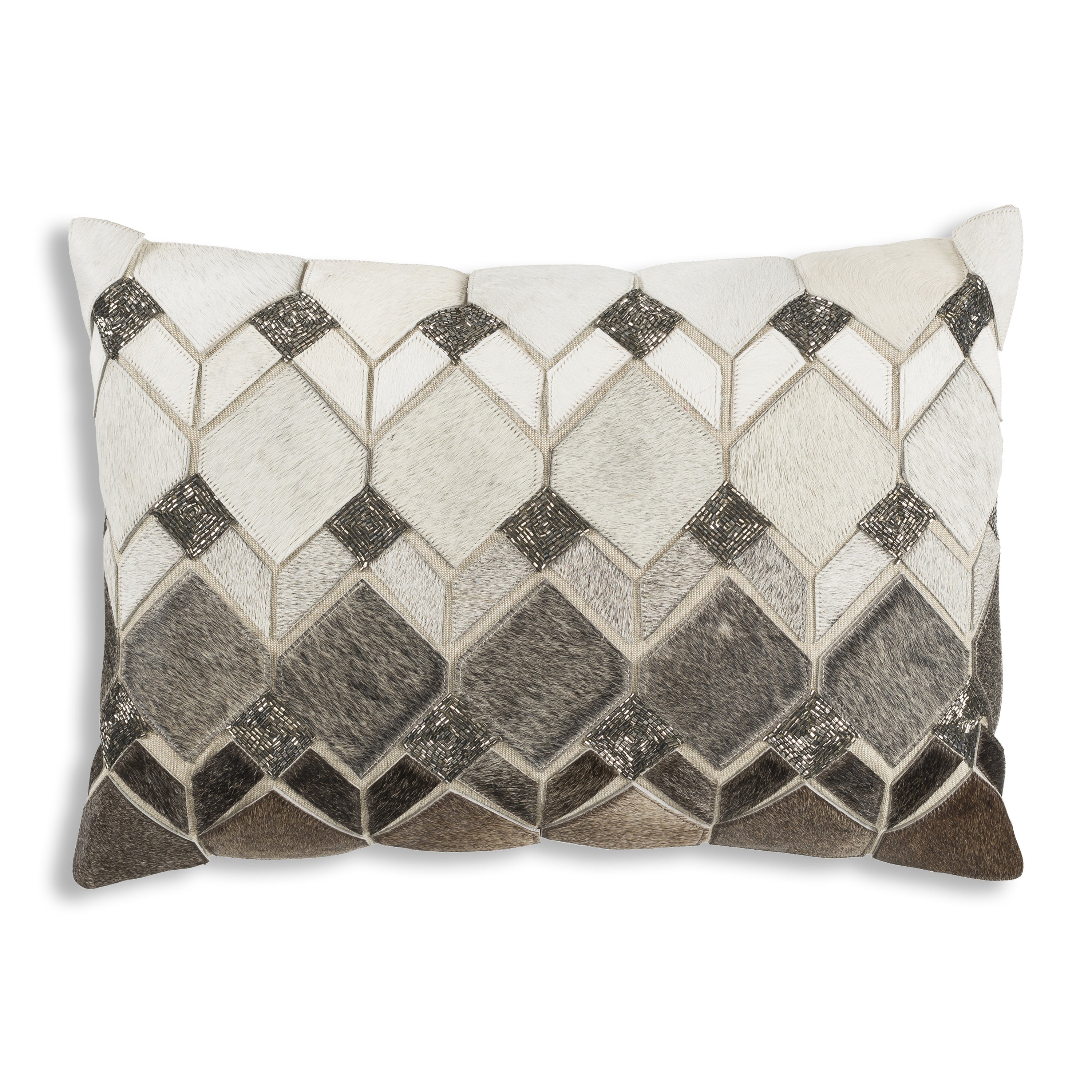 Theo Gray Geometric Hide Lumbar Pillow