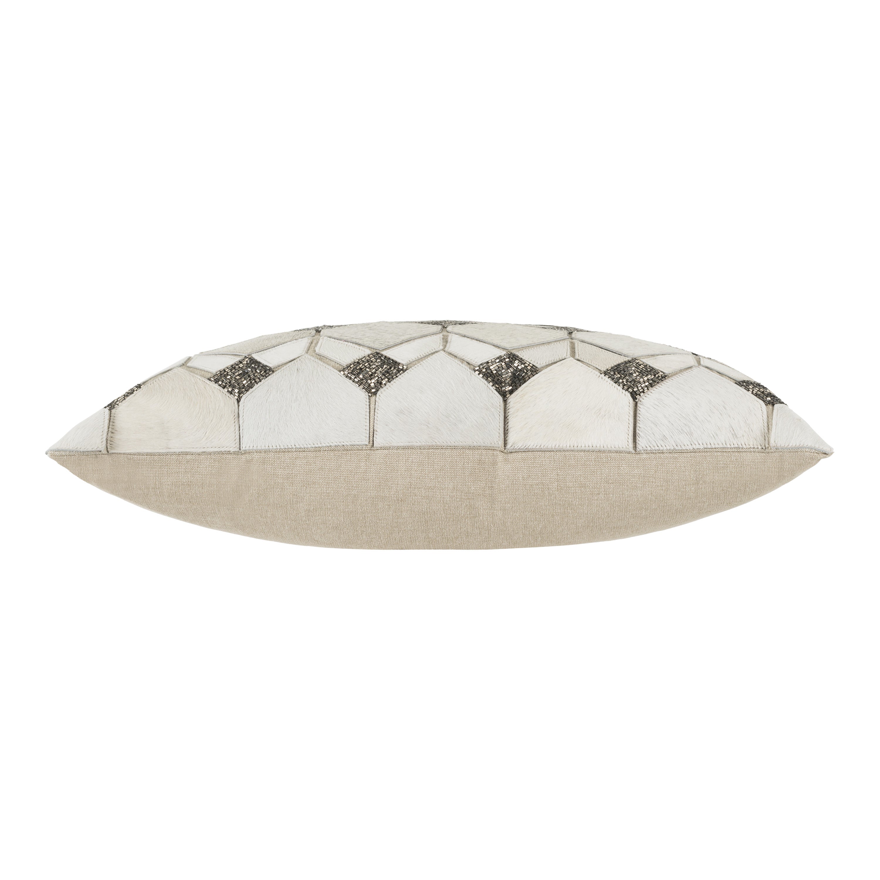 Theo Gray Geometric Hide Lumbar Pillow