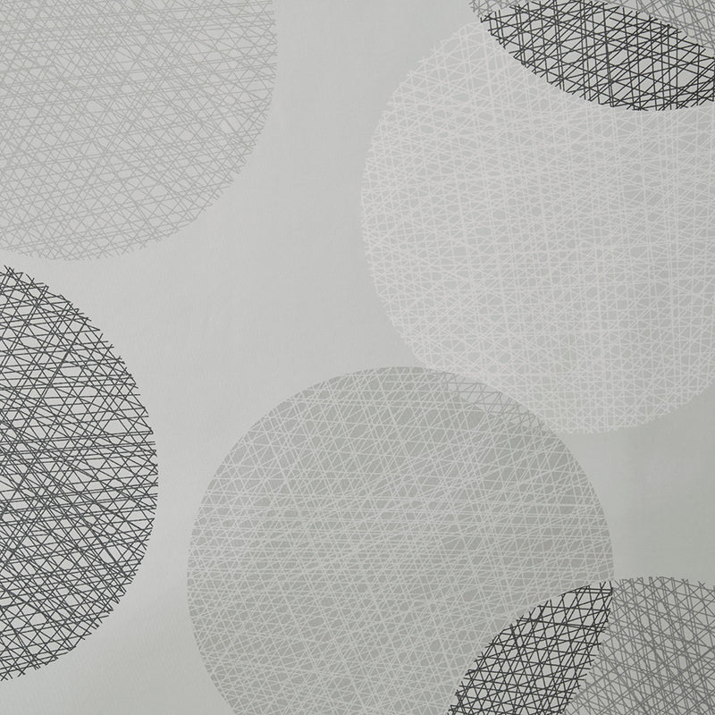 72" Grey & White Circles Design Shower Curtain