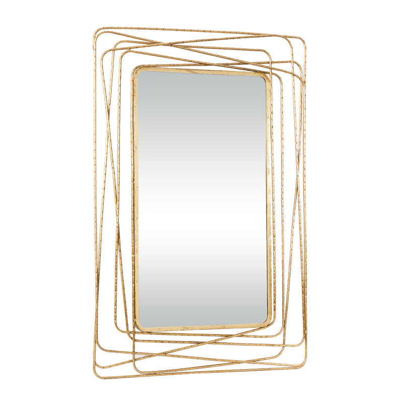 Gold Metal Wall Mirror with Thin Metal Rectangle Frame