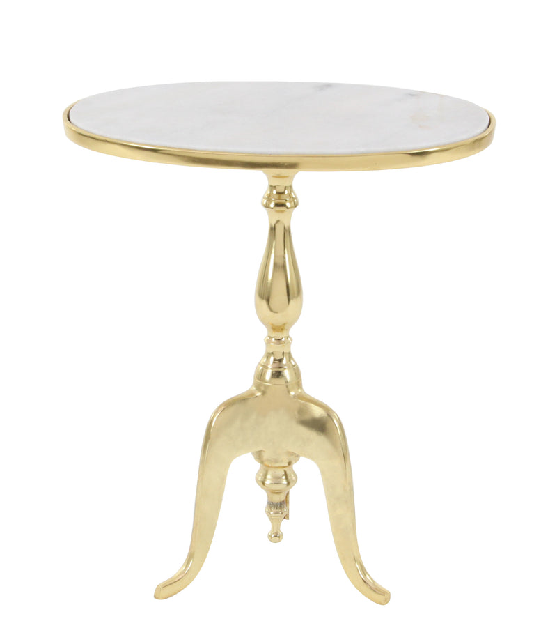 Gold Metal  Accent Table with Marble Top