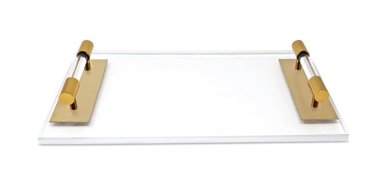 Acrylic Tray with Gold Handles