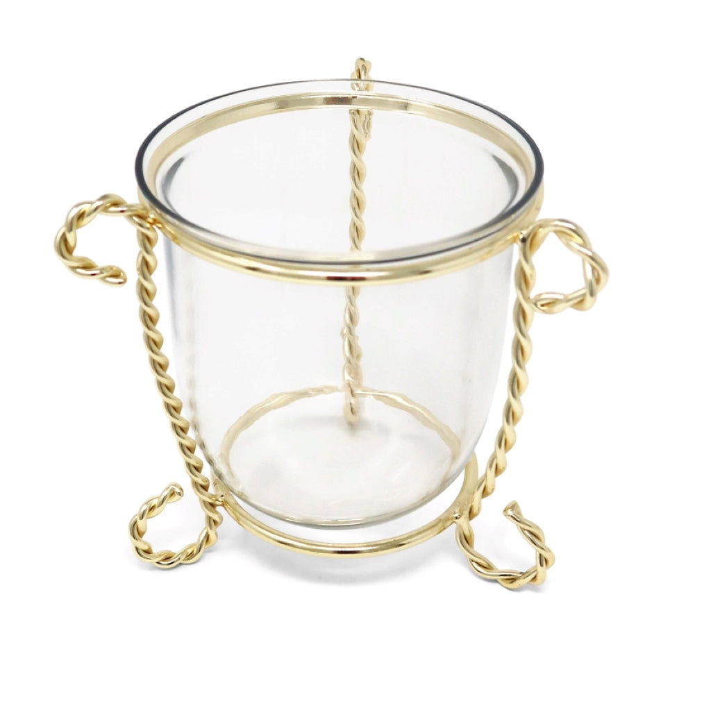 Glass Candle Holder on Gold Brass Stand