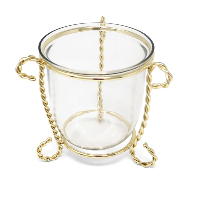 Glass Candle Holder on Gold Brass Stand