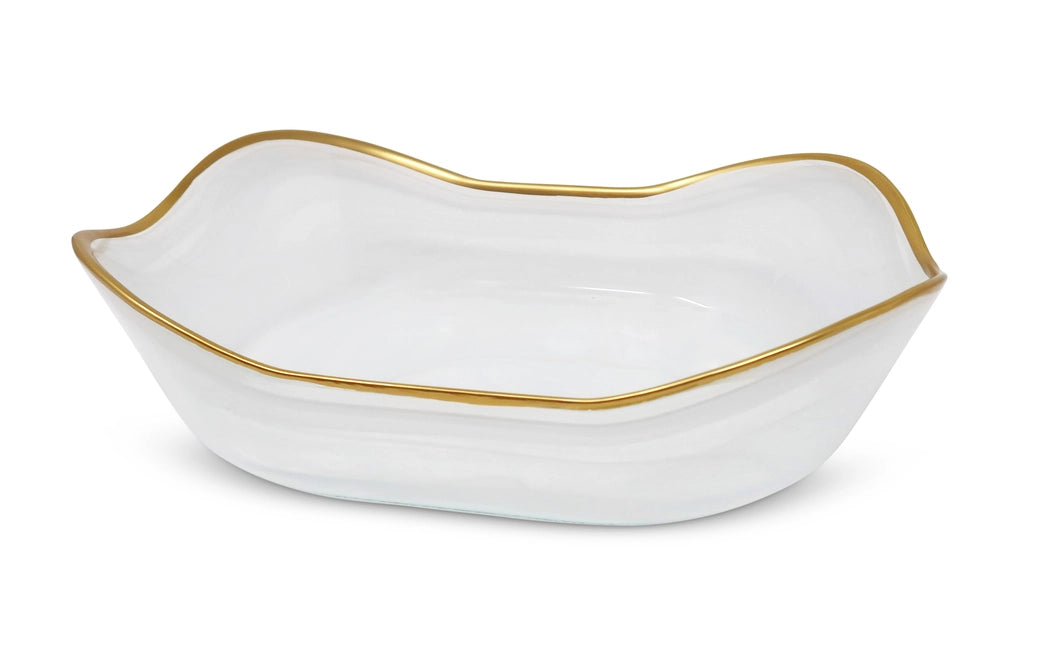 White Alabaster Bowl with Gold Rim