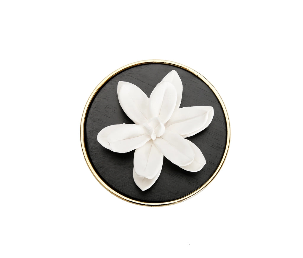 Gold Round Diffuser Black Lid and White Flower/Iris and Rose Aroma