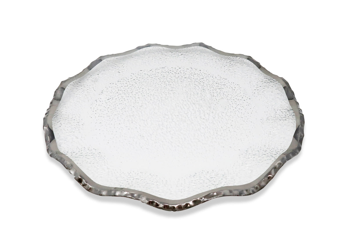 Set of 4 Glass Chargers with Scalloped Rim (2 Colors)