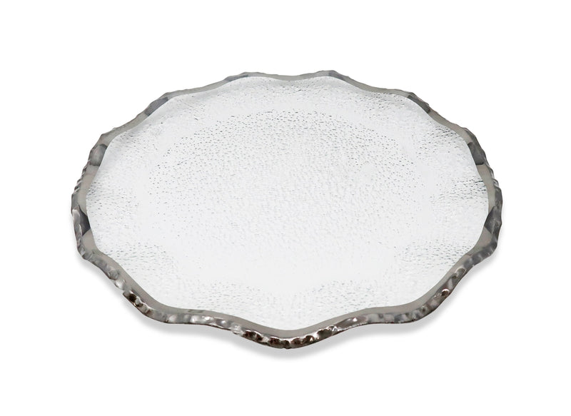 Set of 4 Glass Chargers with Scalloped Rim (2 Colors)