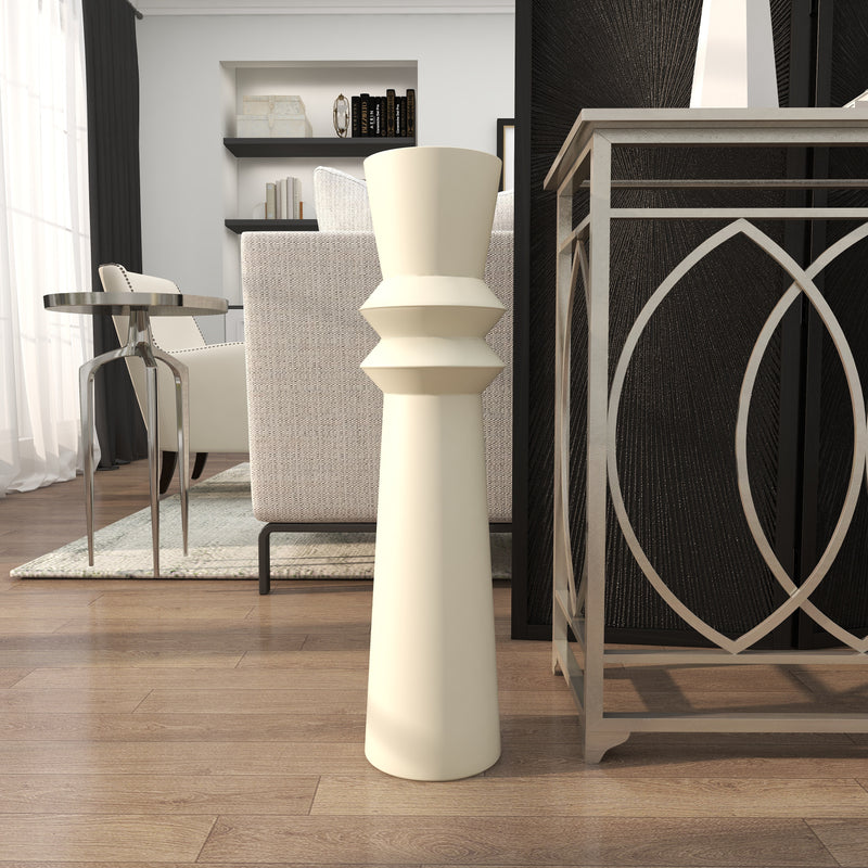Modern Cream Metal Tall Fluted Floor Vase (2 Sizes)