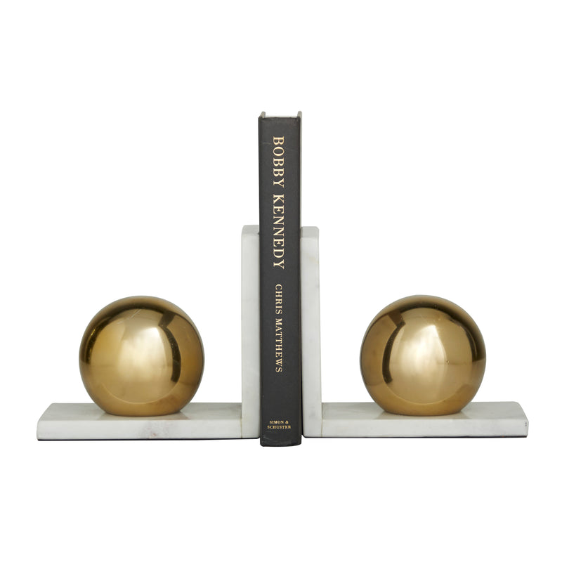Gold Marble Orb Bookends ( Set of 2 )