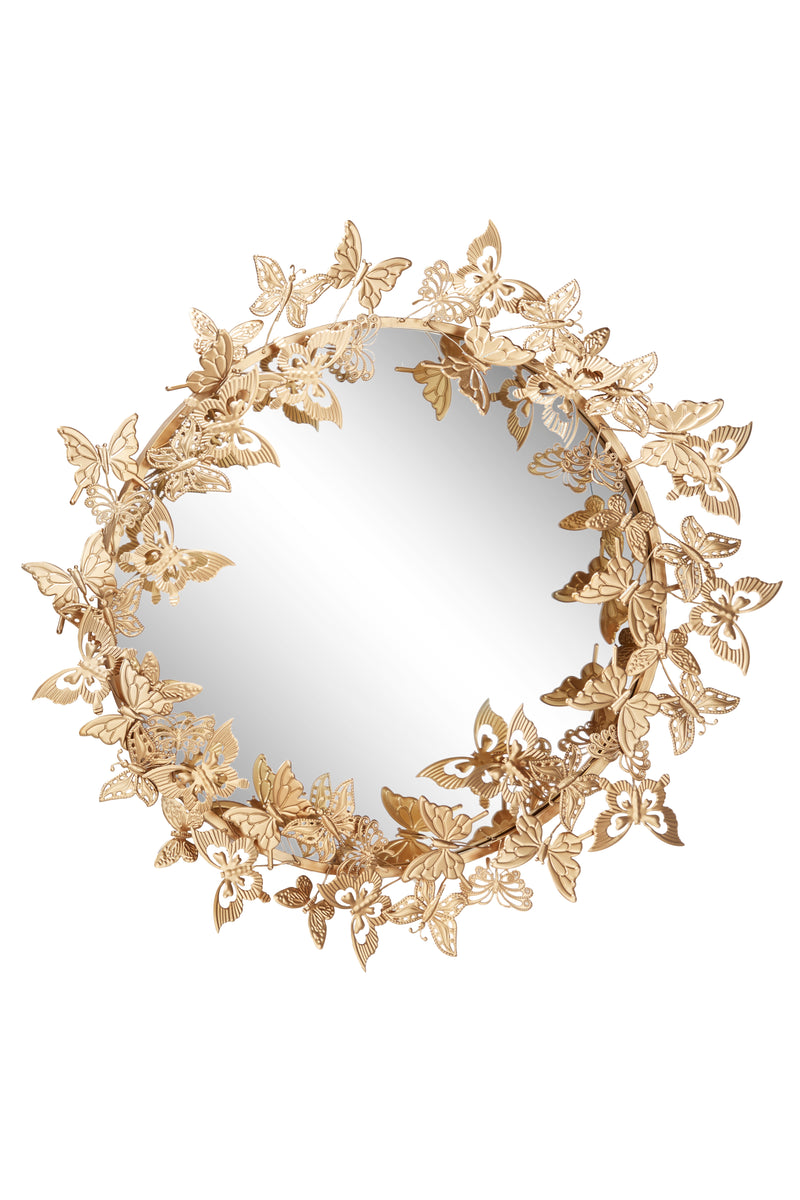 Gold Metal Butterfly Layered 3D Circle Wall Mirror
