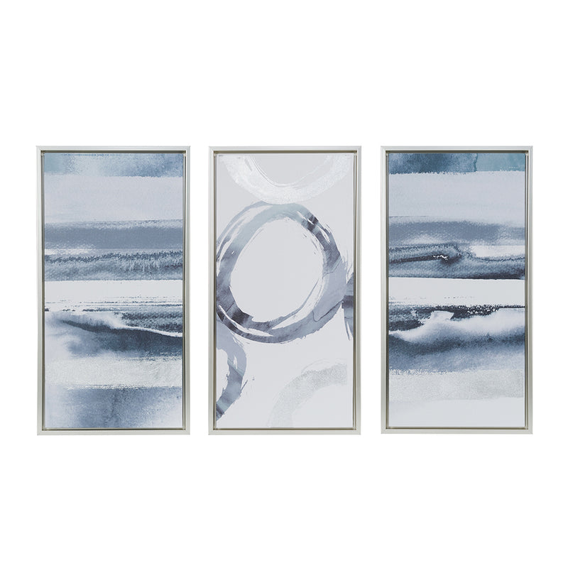 Grey & Silver Foil Abstract 3-Piece Framed Canvas Wall Art