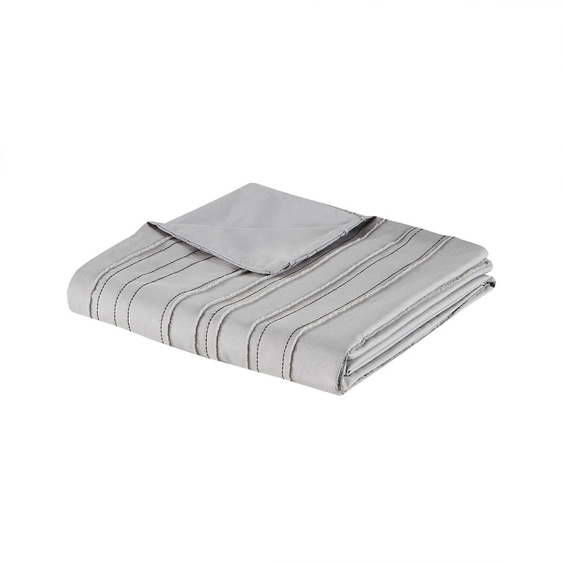 Grey Jacquard Duvet Cover Set with Throw Pillow (2 Sizes)