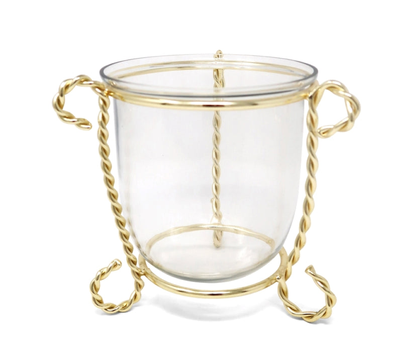 Glass Candle Holder on Gold Brass Stand