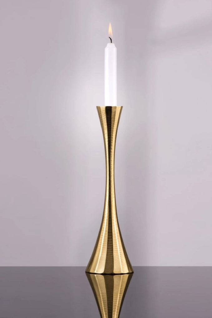 Set of 2 Gold or Silver Geometric Candlesticks (2 Sizes)