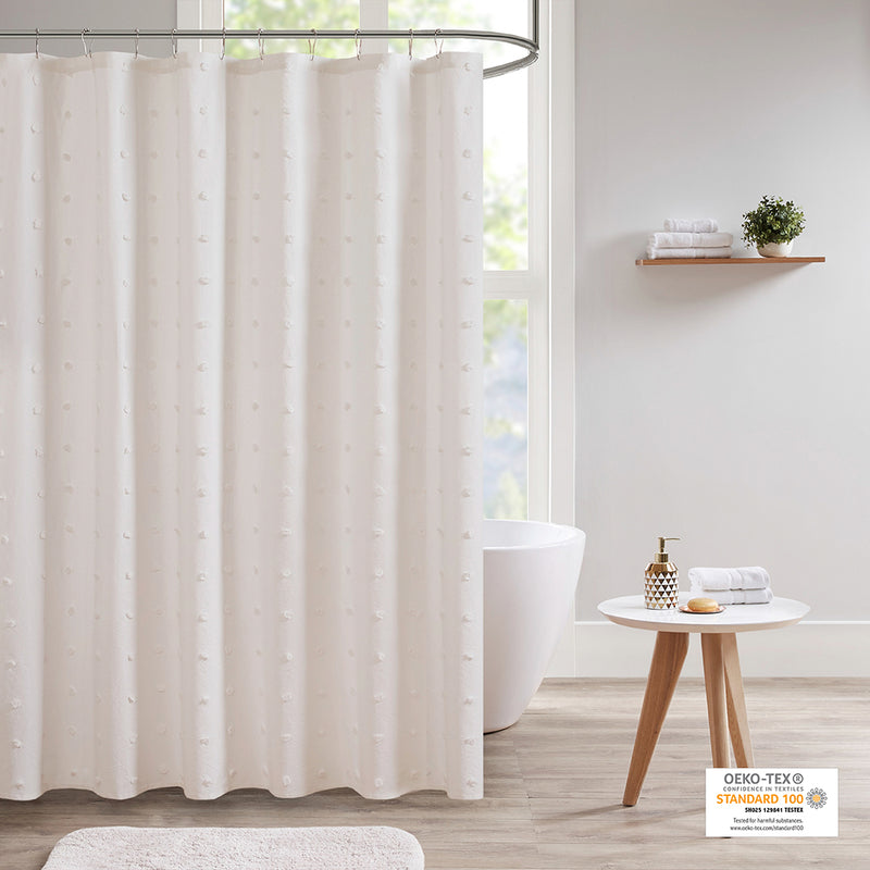 70" Cotton Jacquard Textured Shower Curtain (2 Colors)