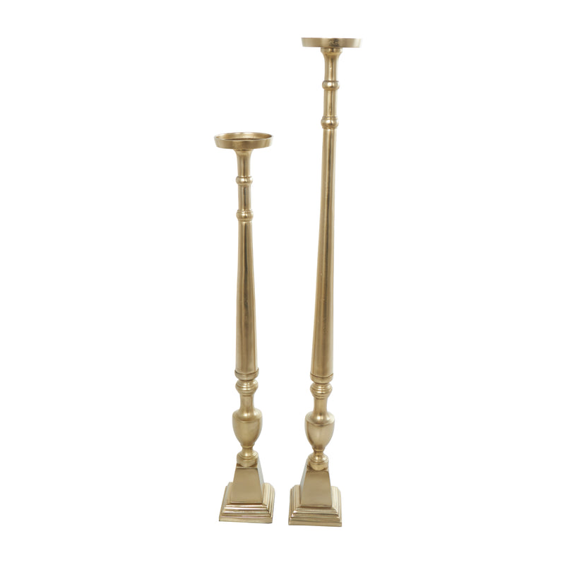 Gold Metal Tall Floor Candle Holder ( Set of 2 )