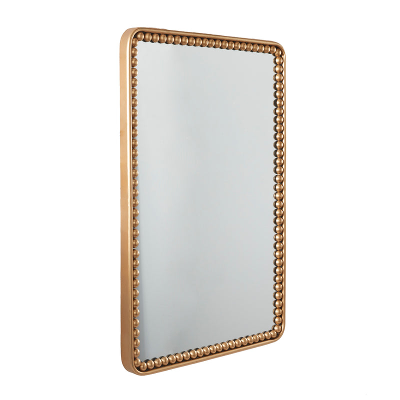 Gold Metal Wall Mirror with Beaded Detailing