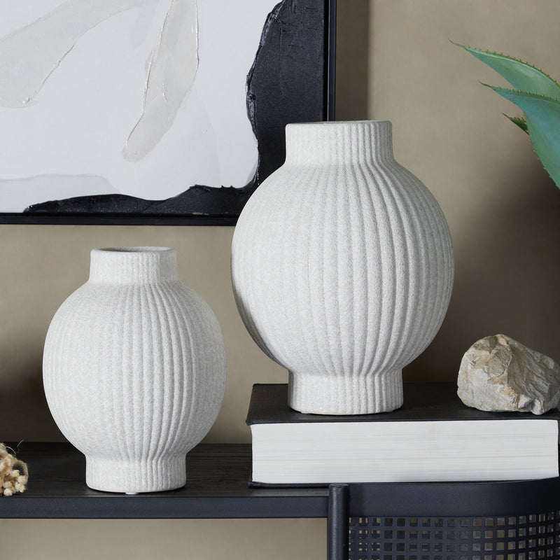 Ceramic Ribbed Vase (Set of 2 ) 2 Colors