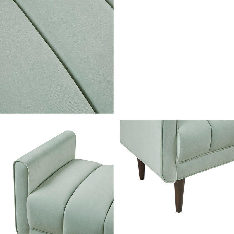 Seafoam Velvet Upholstered Modern Bench