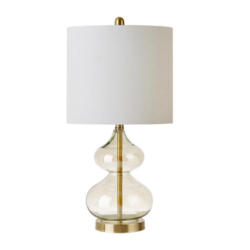 Set of 2 Curved Glass & Gold Metal Table Lamps