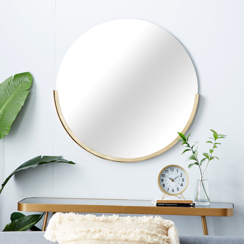 Gold Metal Crescent Frame Wall Mirror