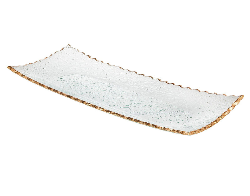 Rectangular Glass Tray with Gold Edge (2 Sizes)