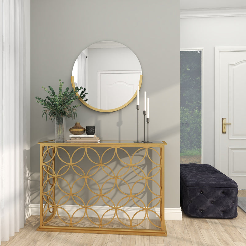 Gold Metal Crescent Frame Wall Mirror