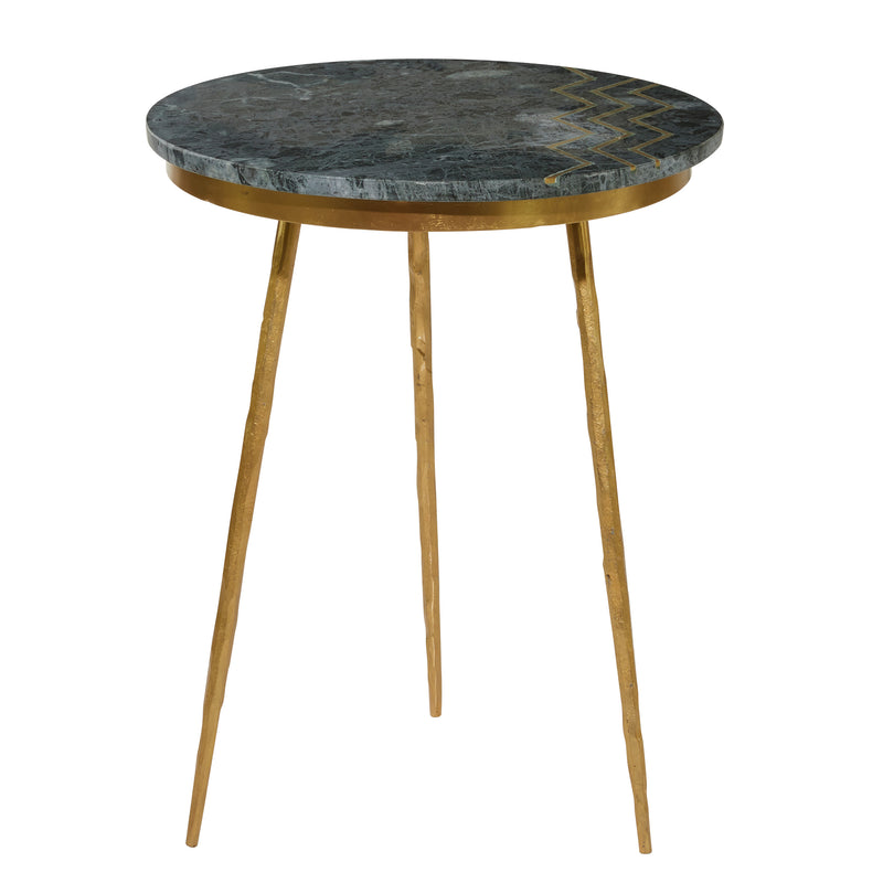 Gold Ceramic  Accent Table with Black Marble Top
