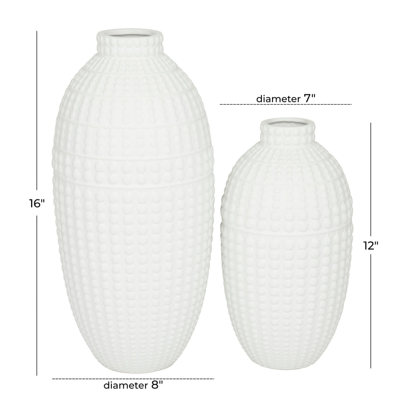 White Ceramic Vase(  Set of 2 )