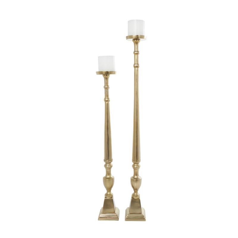 Gold Metal Tall Floor Candle Holder ( Set of 2 )