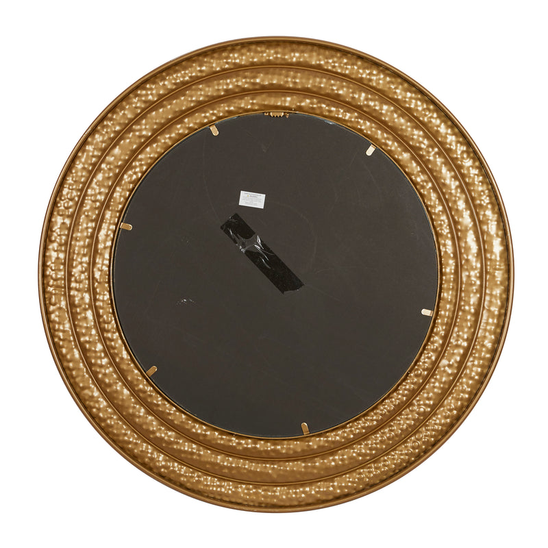 Gold Metal Textured Wall Mirror with Grooves