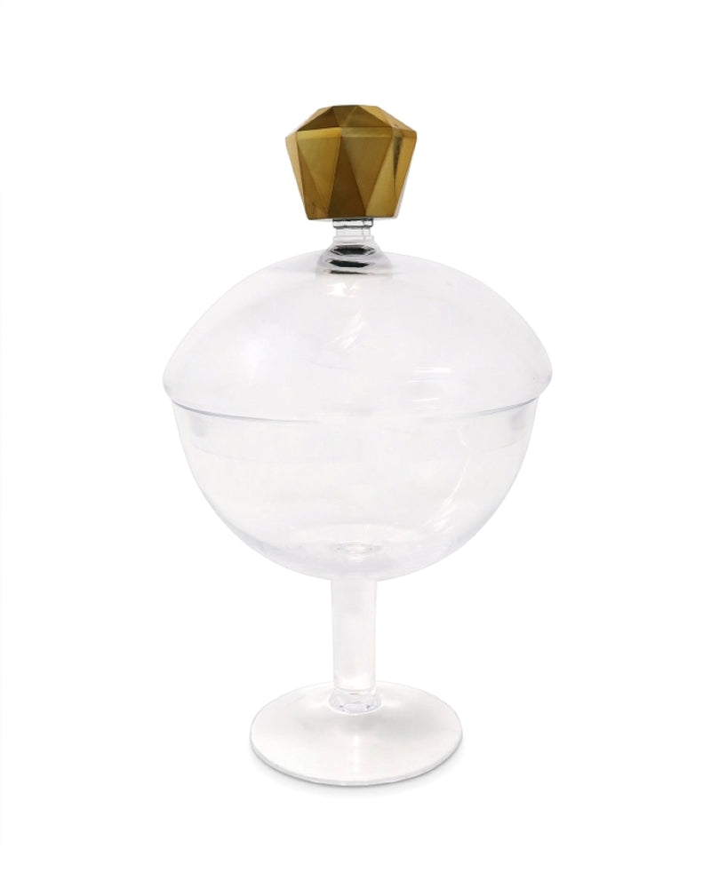 Glass Footed Jar with Gold Diamond Shaped Handle (2 Sizes)