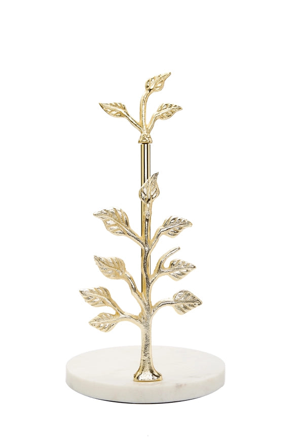 Paper Towel Holder Gold Tree Design with Marble Base