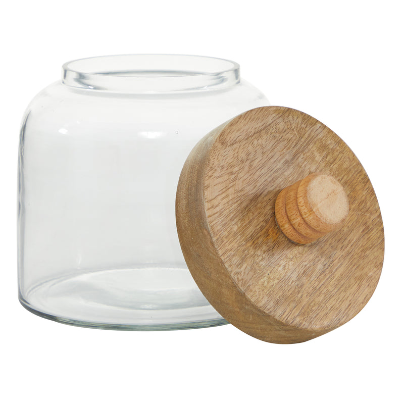 Clear Glass  Canisters with Wood Lids ( Set of 2 )