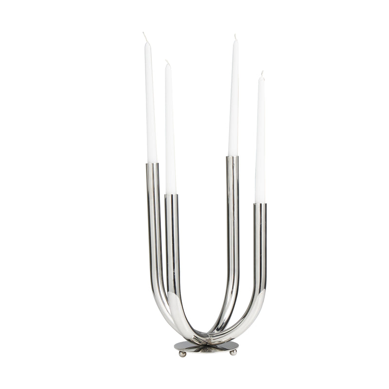 Silver Stainless Steel Metal  Abstract U-Shaped Candelabra