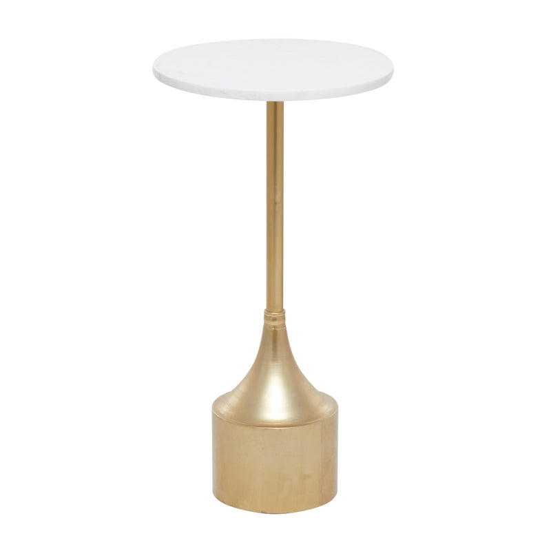 Gold Metal Accent Table with Marble Top