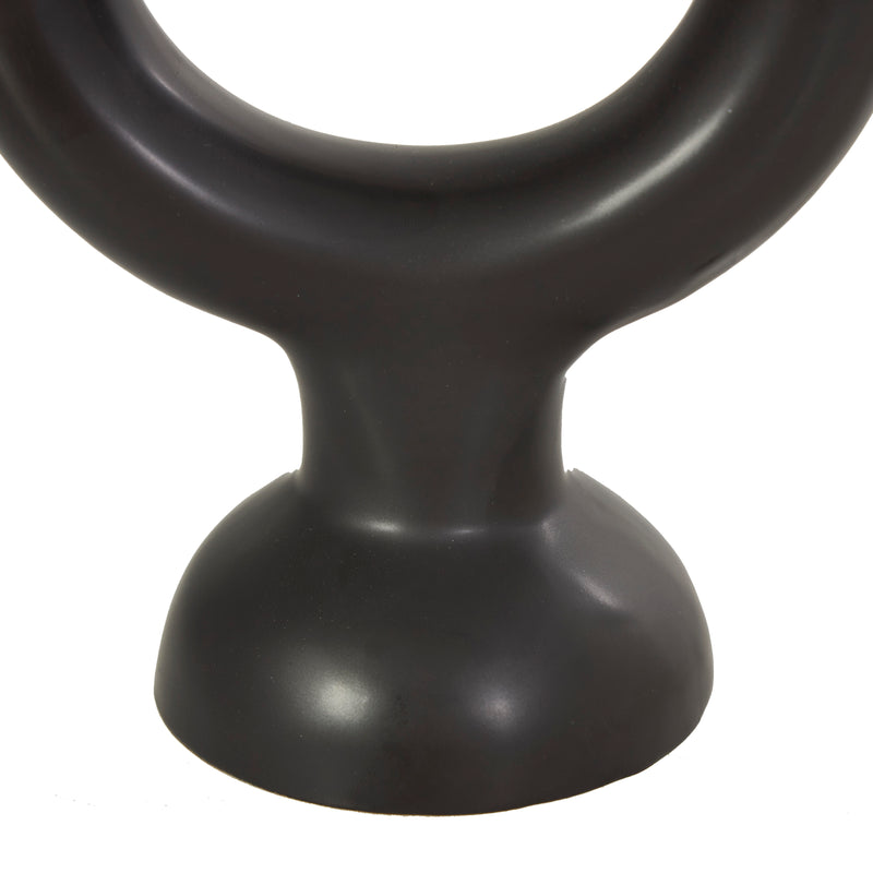 Black Ceramic Geometric Ring Candle Holder ( Set of 2)
