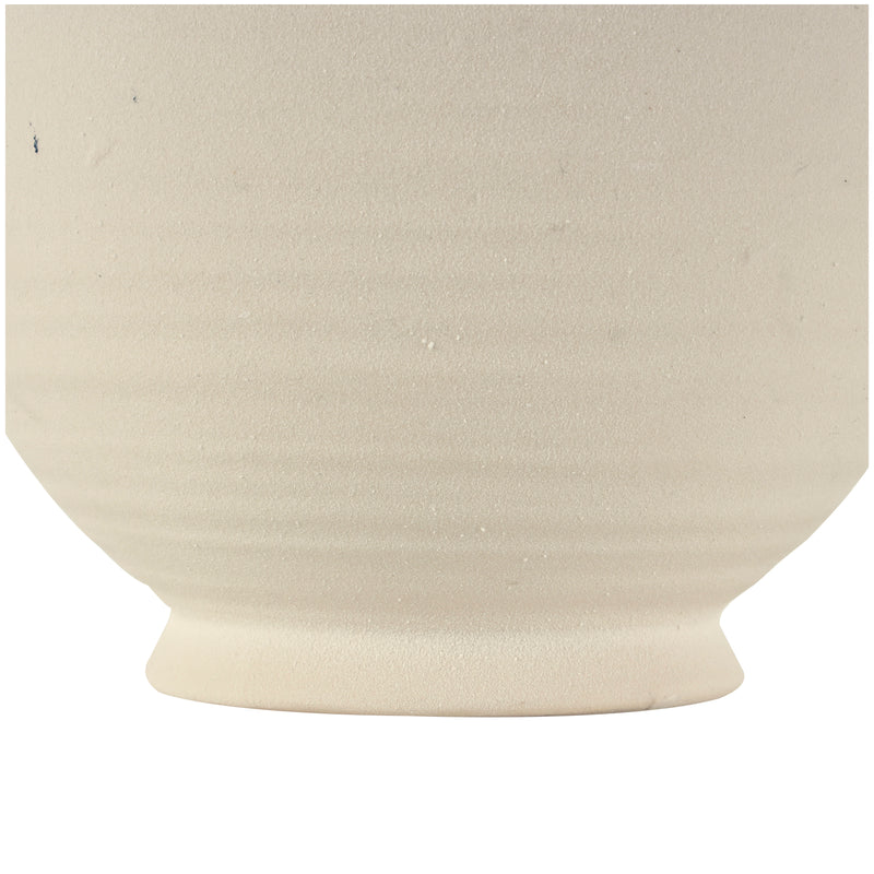 White Ceramic  Textured Vase with Ring Handles
