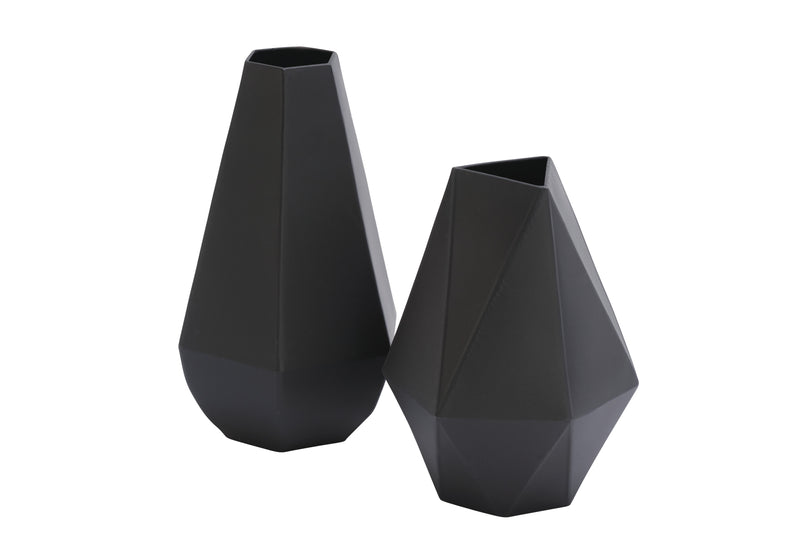 Black Metal  Vase, Set of 2