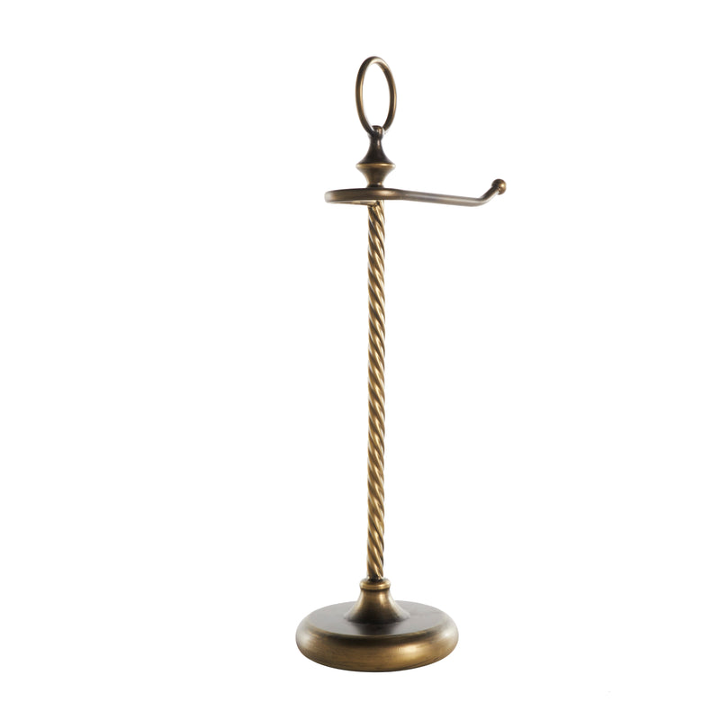 Brass Metal Toilet Paper Holder with Twisted Stand and Ring Top
