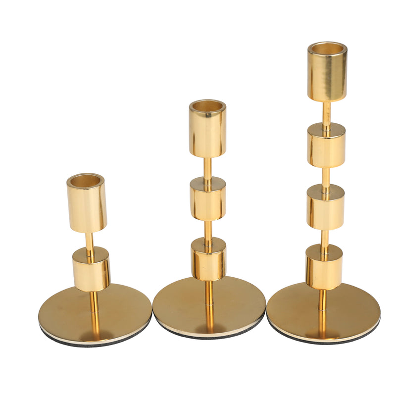 Metal Abstract Floating Block Candle Holder with Rounded Base (Set of 3)