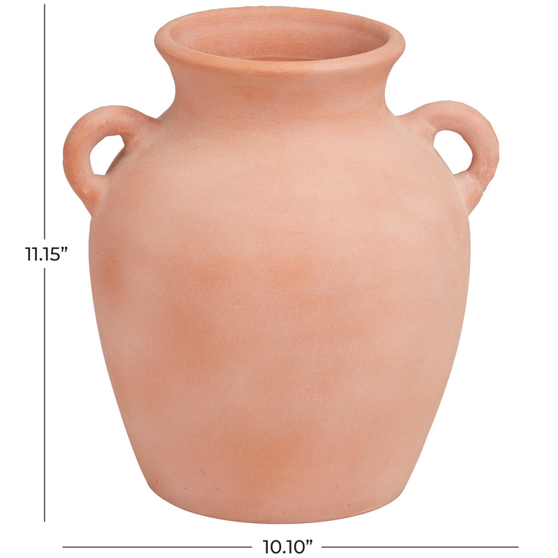 Orange Ceramic Terracotta Jug Vase with Handles