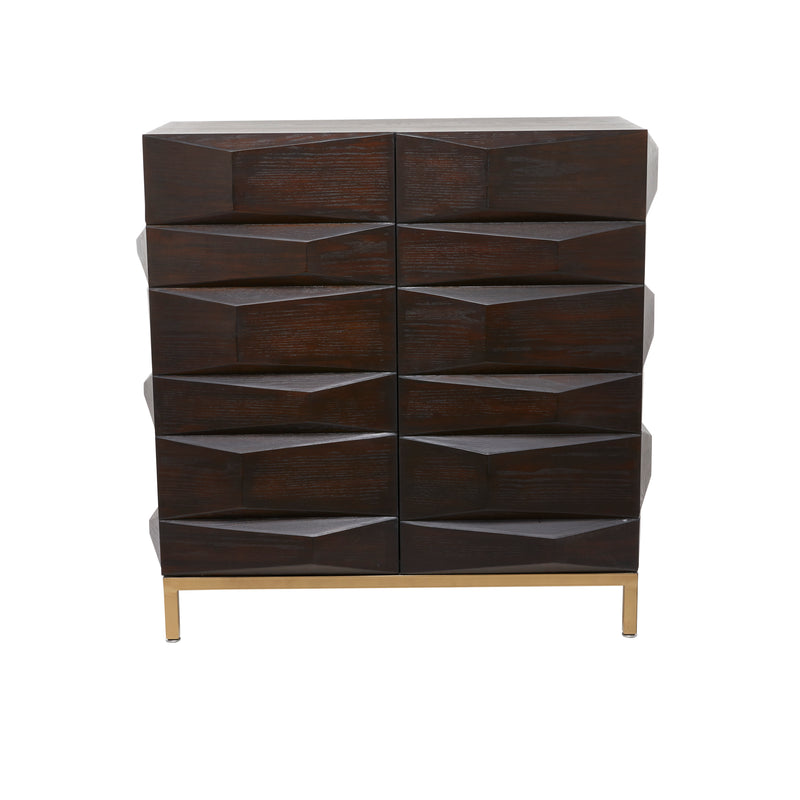 Brown Wood Cabinet With Geometric Detail
