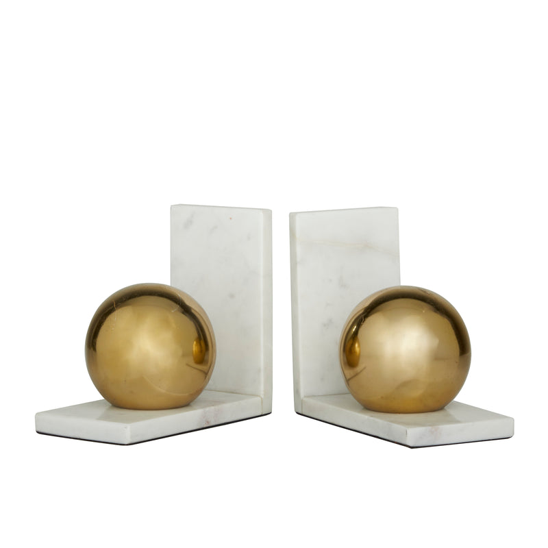 Gold Marble Orb Bookends ( Set of 2 )