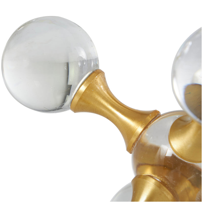 Crystal and Gold Jack Orb Sculpture (Set of 2)