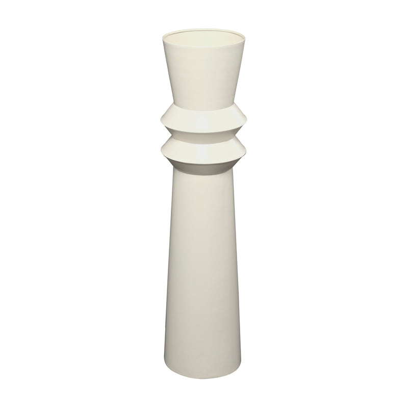 Modern Cream Metal Tall Fluted Floor Vase (2 Sizes)