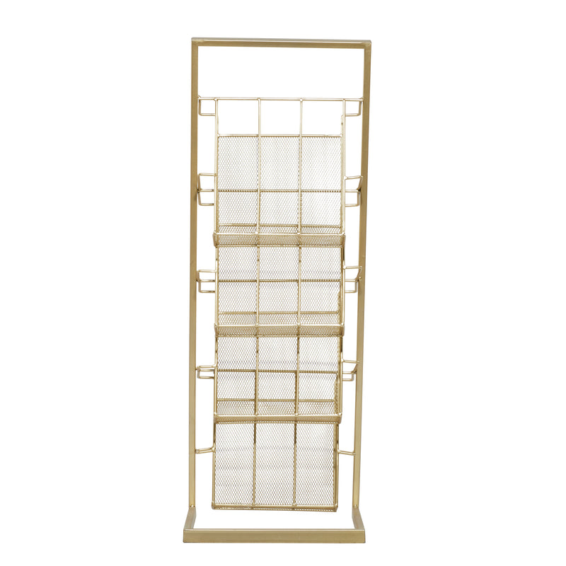 Gold Metal 4 Slot Magazine Holder with Tall Stand