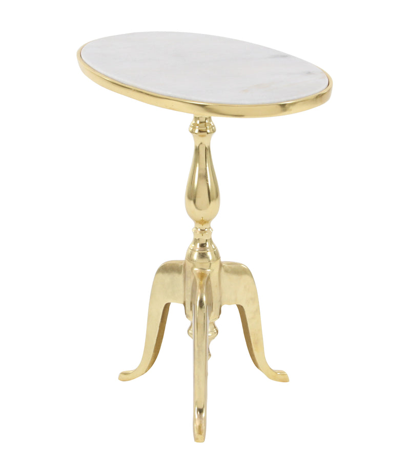 Gold Metal  Accent Table with Marble Top